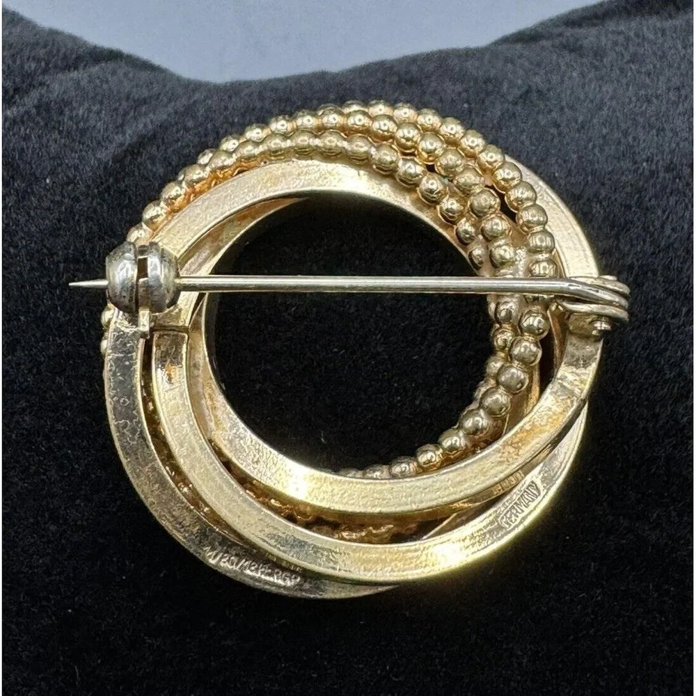 Vintage Germany‎ Brooch 1/80 18k RGP Multiple Circle Beaded Pin Costume Jewelry